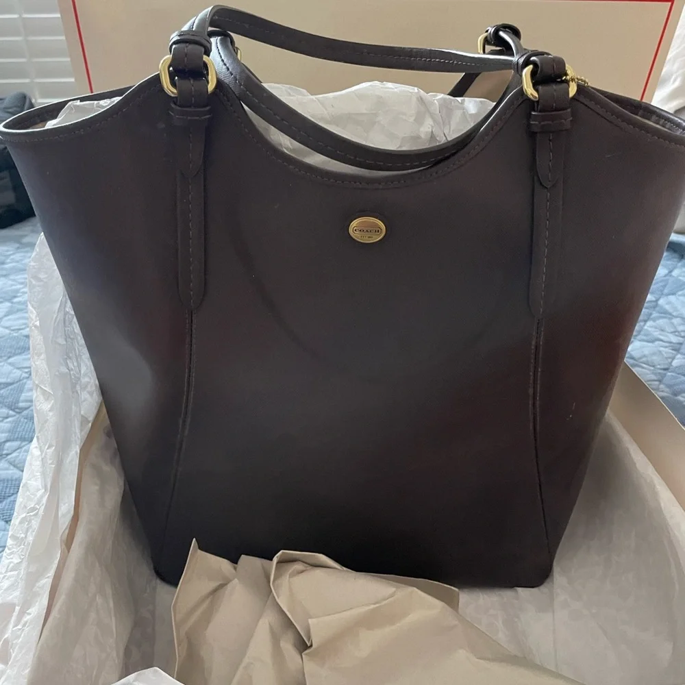 Coach Dark Brown Leather Tote - Picture 4 of 7